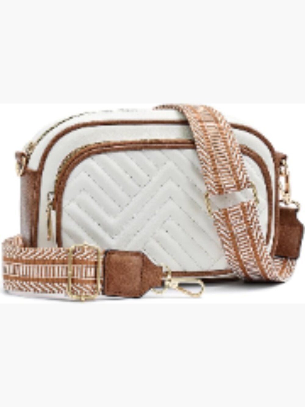 Vegan Leather Quilted Crossbody Bag with Two Straps